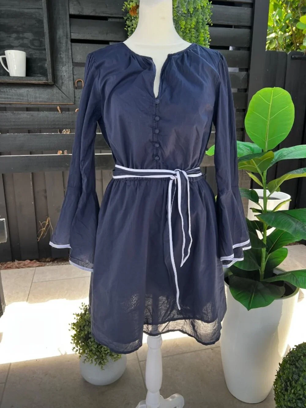 NWT Michael Kors Royal Blue Old Money Bell Sleeves SMALL PETITE